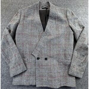 Madison Blazer Womens‎ 8 Gray Plaid Wool Pockets Jacket Vintage